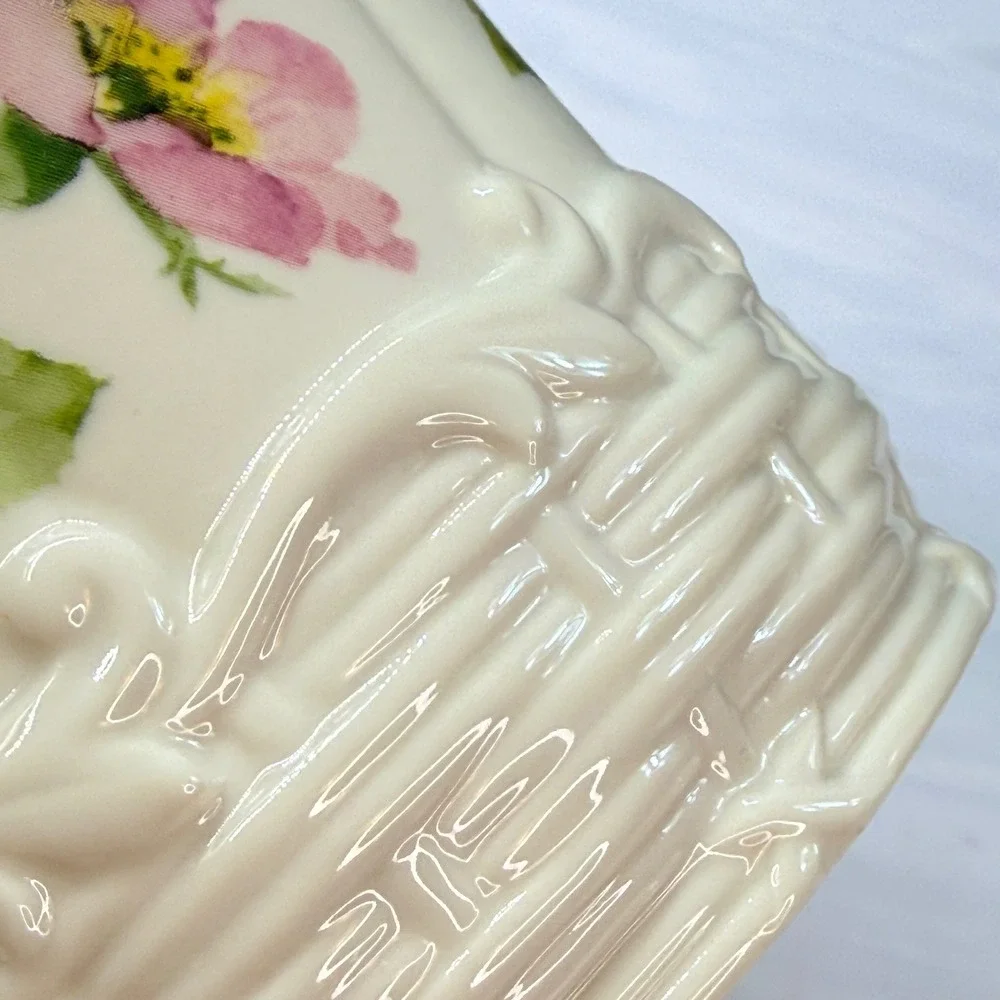Lenox Wildflower Basket Oval Pierced Porcelain Floral Gold Trim 819434 with box
